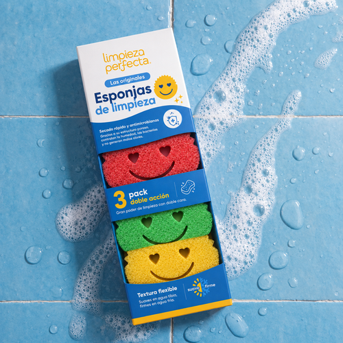 Esponjas de Limpieza Carita Feliz Mágica - Pack x3