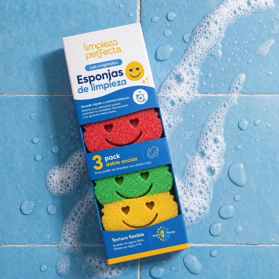 Esponjas de Limpieza Carita Feliz Mágica - Pack x3